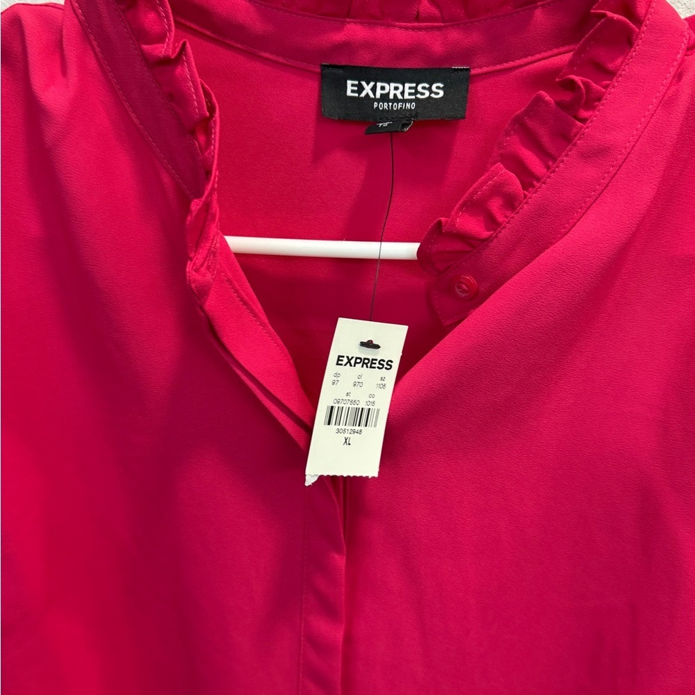 Express Pink Long Sleeve Blouse with Mandarin Collar - Picture 4 of 7